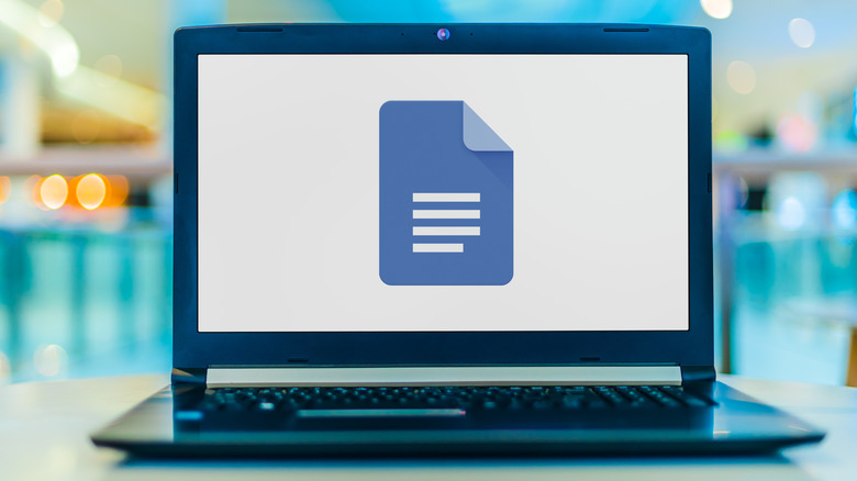 Google Docs icon on laptop screen