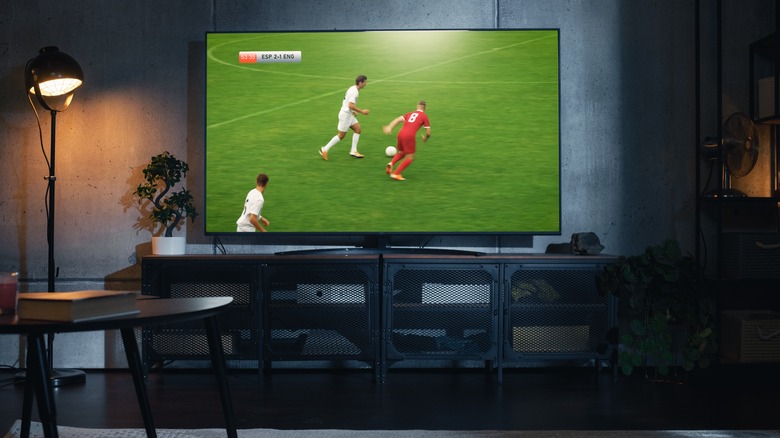 Live football match playing on aTV