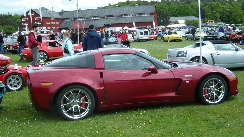 Red C6 Corvette at a car show