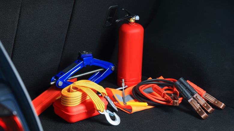 Emergency tools in a trunk